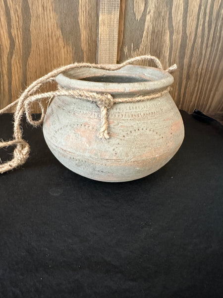 Hanging Clay Planter with Jute Hanger