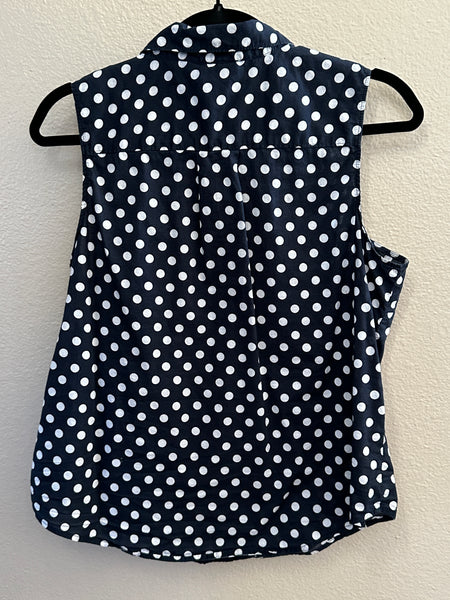 St. John's Bay Blue Polka Dot Sleeveless Blouse