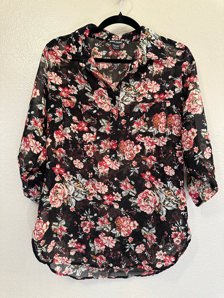 Wet Seal Black Floral Blouse