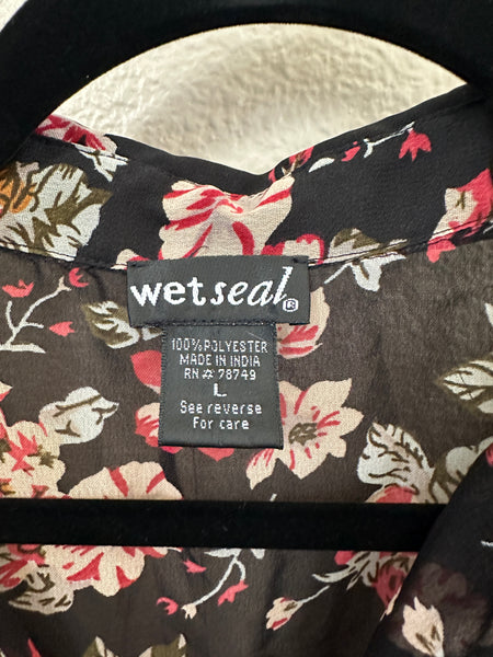 Wet Seal Black Floral Blouse