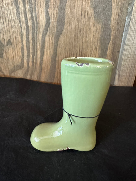 Distressed Stoneware Boot Vase