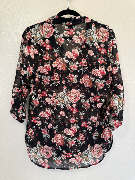 Wet Seal Black Floral Blouse