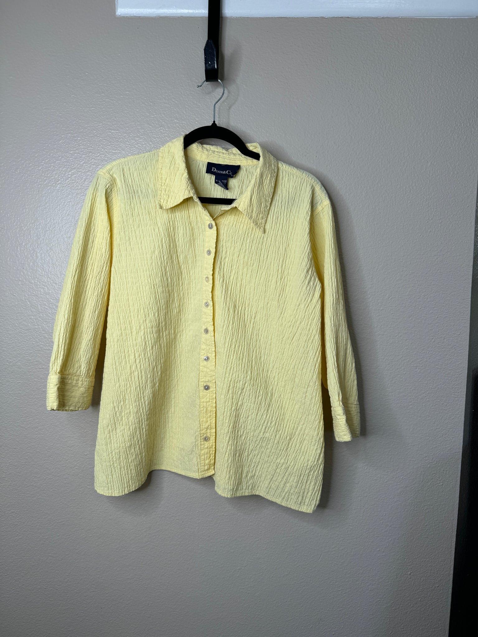 Denim & Co Women's Yellow 3/4 Sleeve Blouse