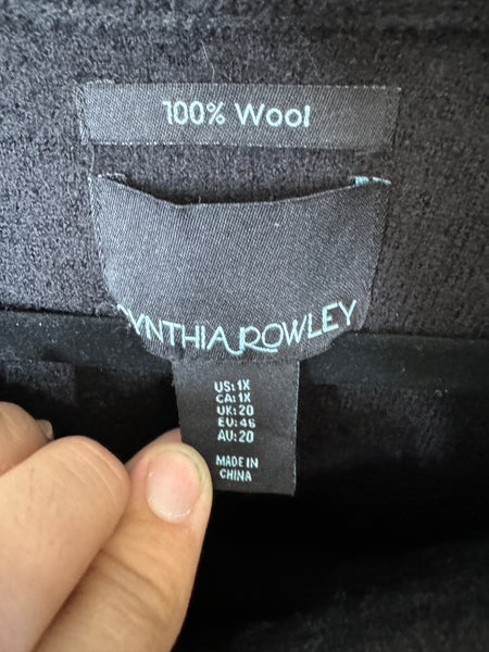 Cynthia Rowley 100% Wool Women's Black Long Coat