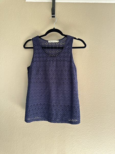 Solitaire Blue Sleeveless Blouse