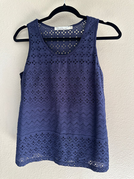 Solitaire Blue Sleeveless Blouse