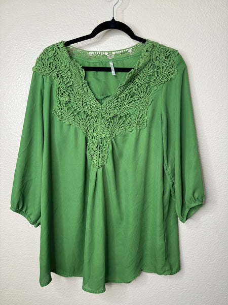 Lucky Women's Green 3/4 Sleeve Blouse