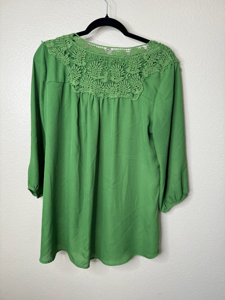 Lucky Women's Green 3/4 Sleeve Blouse