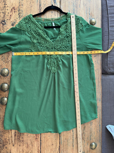 Lucky Women's Green 3/4 Sleeve Blouse