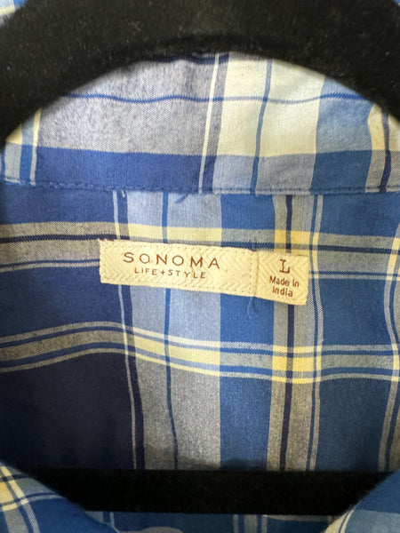 Sonoma Men's Blue Plaid Short Sleeve Shirt