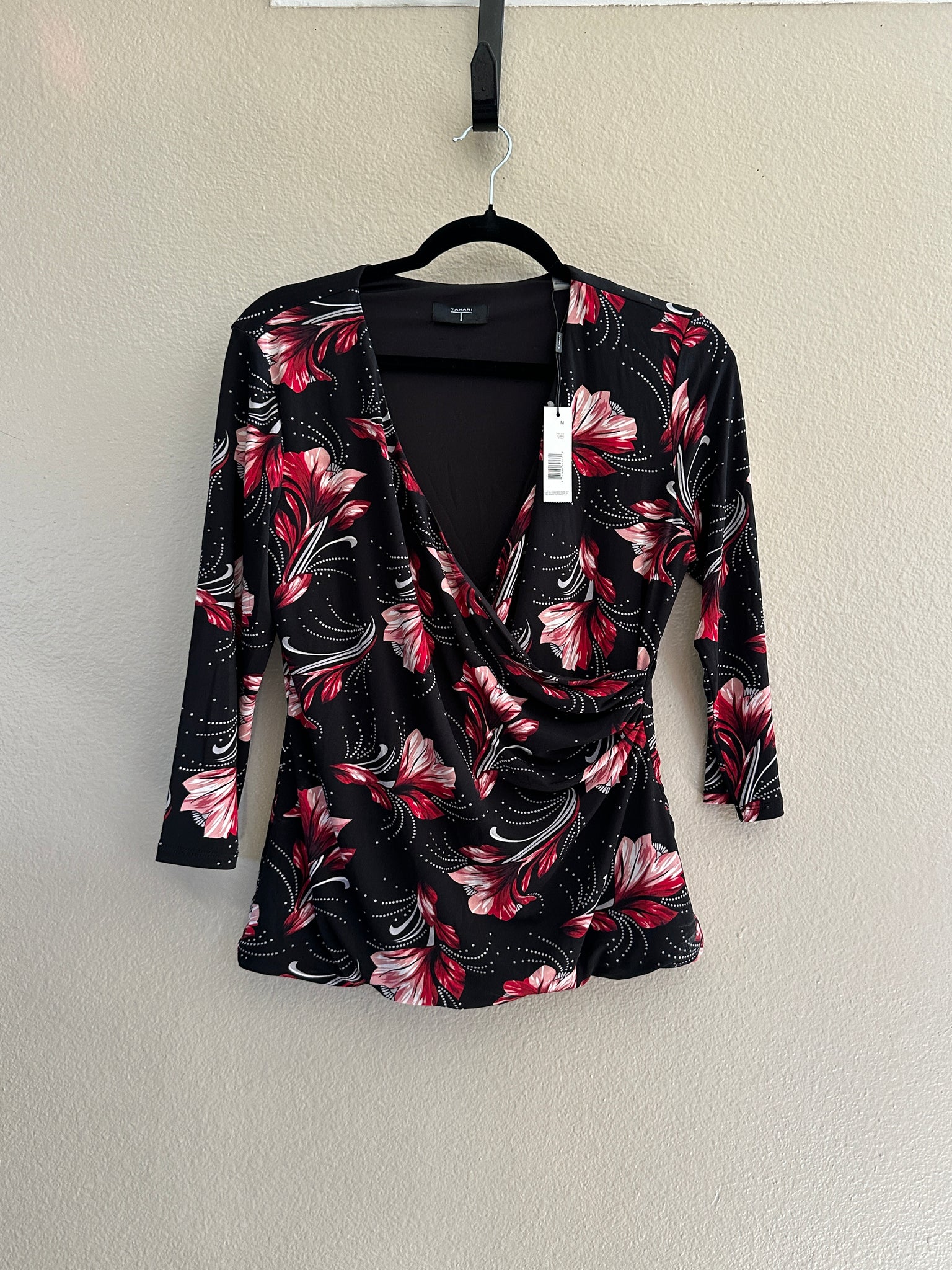 Tahari Black Floral Blouse-NWT