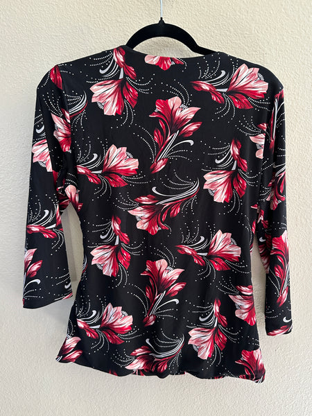 Tahari Black Floral Blouse-NWT