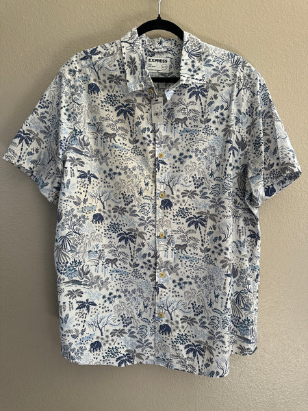 Express Men's Floral Short Sleeve Shirt-NWT