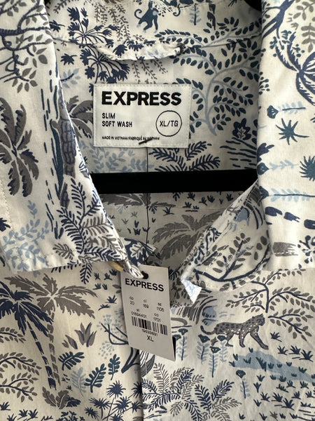 Express Men's Floral Short Sleeve Shirt-NWT