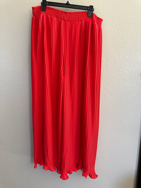 Red Pleated Wide Leg Pants