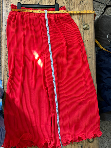 Red Pleated Wide Leg Pants