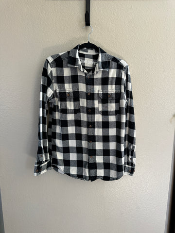 Mossimo Black/White Plaid Flannel Shirt