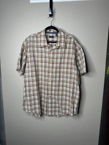 Arrow Men's Brown Plaid Short Sleeve Shirt