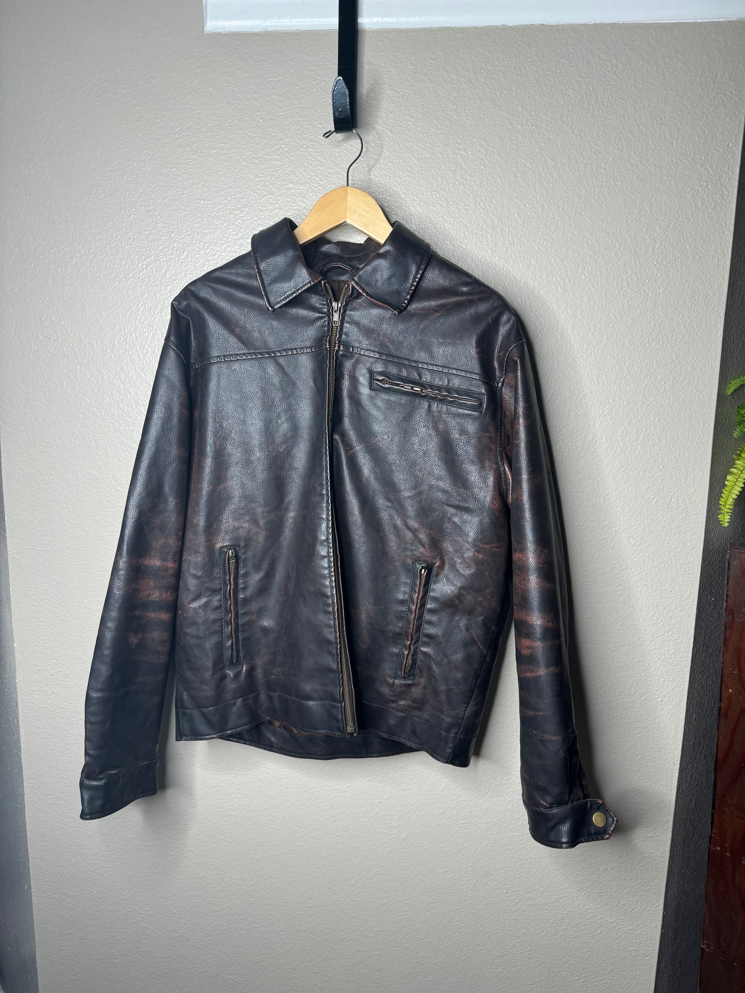 Perry Ellis America Men's Brown Leather Jacket