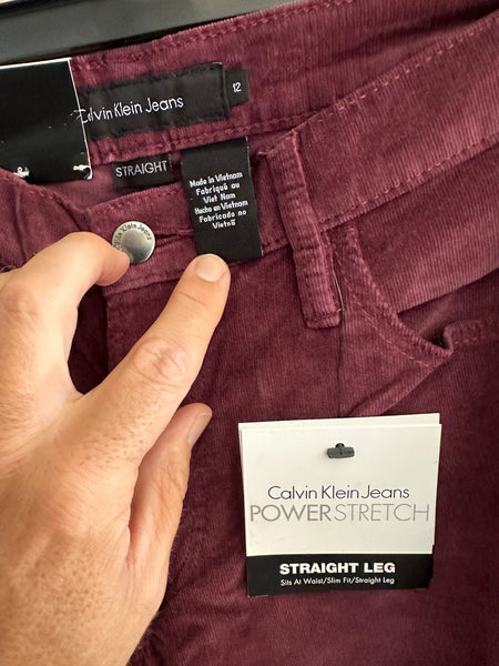 Calvin Klein Power Stretch Maroon Straight Leg Pants-NWT