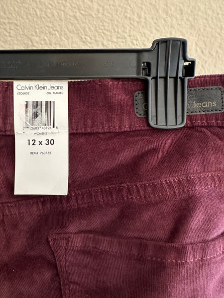 Calvin Klein Power Stretch Maroon Straight Leg Pants-NWT