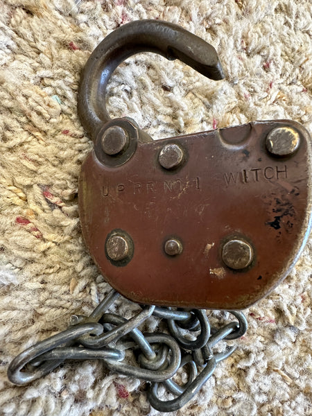 Rare Antique Solid Brass Adlake Union Pacific Railroad Padlock