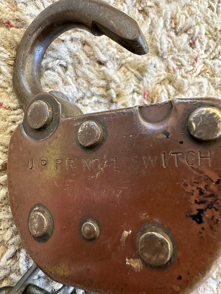 Rare Antique Solid Brass Adlake Union Pacific Railroad Padlock