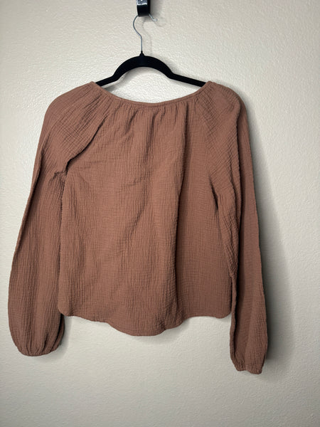 A.N.A. Women's Brown Long Sleeve Blouse