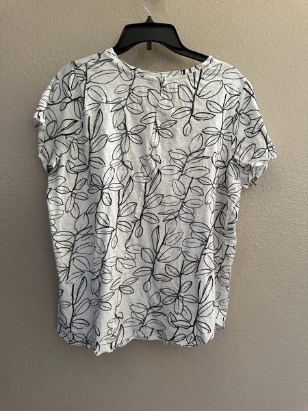 Cynthia Rowley White with Black Leaves Blouse