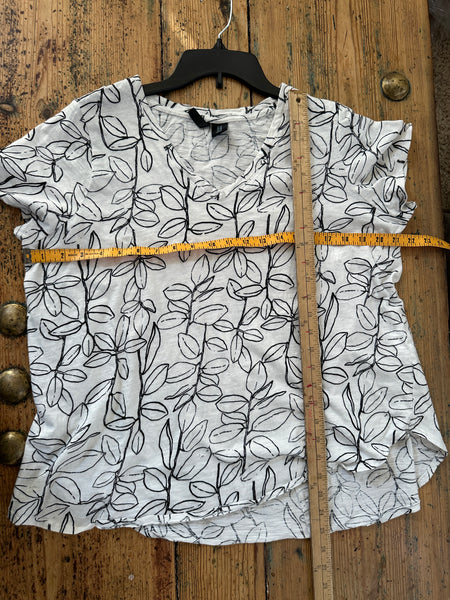 Cynthia Rowley White with Black Leaves Blouse