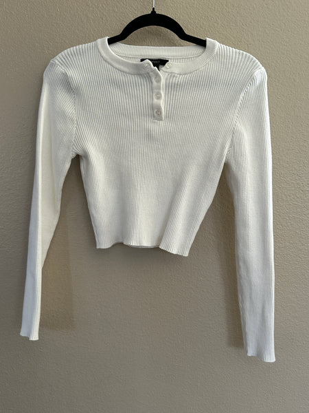 Forever 21 White Long Sleeve Top