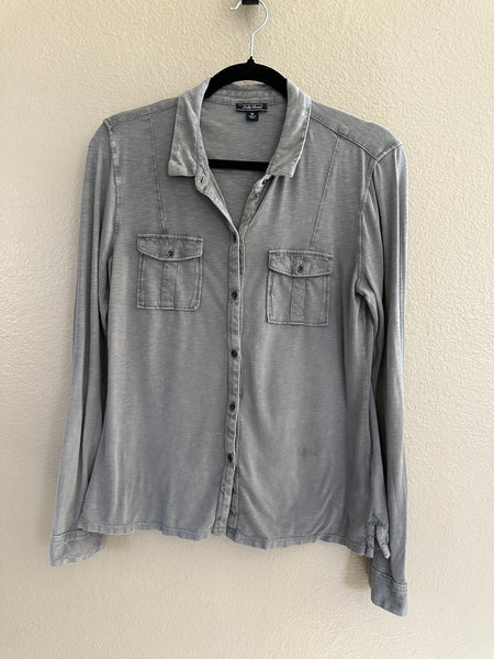 Lucky Brand Gray Long Sleeve Blouse-Small Stain