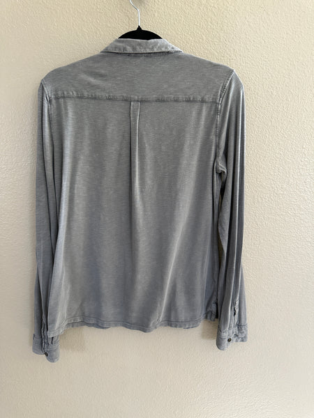 Lucky Brand Gray Long Sleeve Blouse-Small Stain