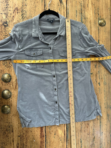 Lucky Brand Gray Long Sleeve Blouse-Small Stain