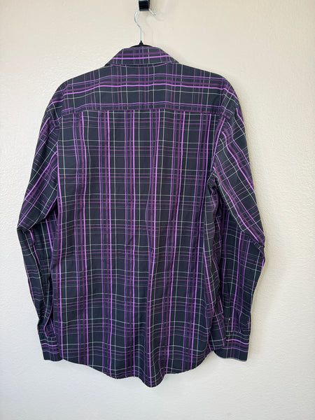 Quieti Men's Black & Purple Long Sleeve Dress Shirt