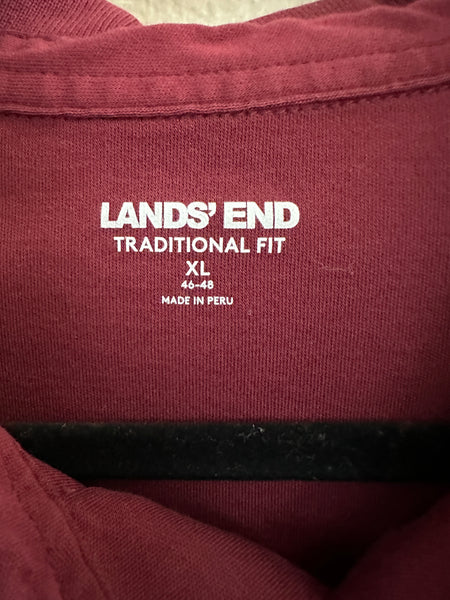 Lands' End Maroon Long Sleeve Polo