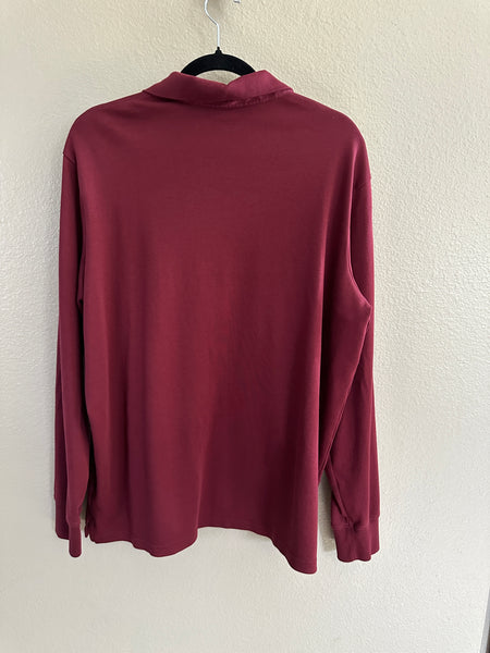 Lands' End Maroon Long Sleeve Polo