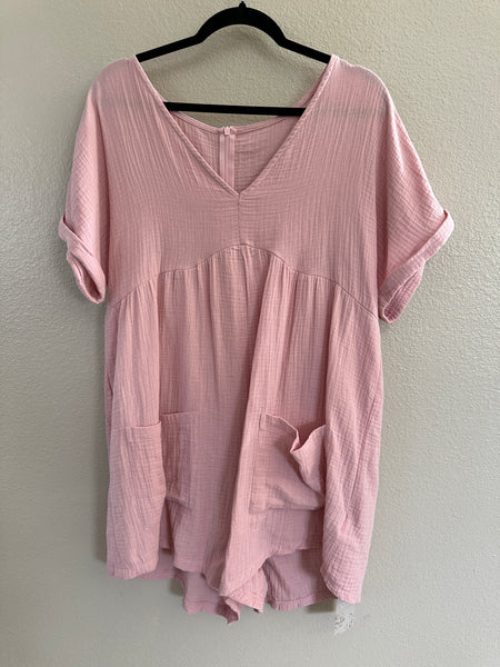 Emery Rose Pink Romper-NWT