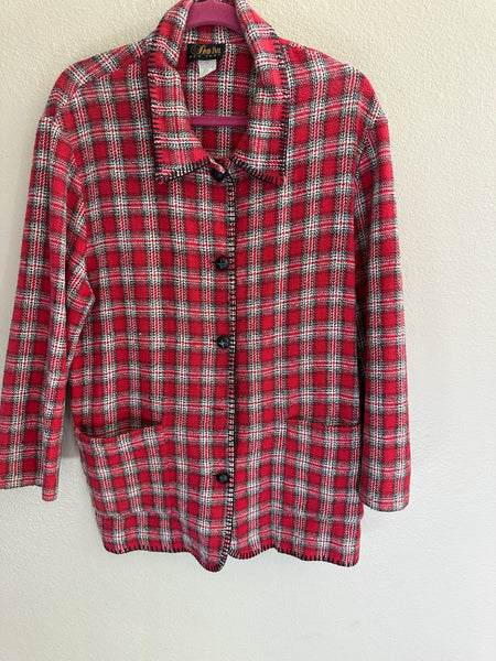 Vintage David Paul Red Plaid Jacket-missing button