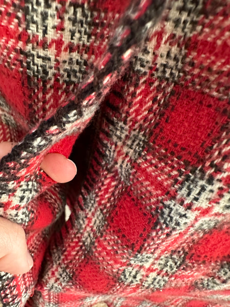 Vintage David Paul Red Plaid Jacket-missing button