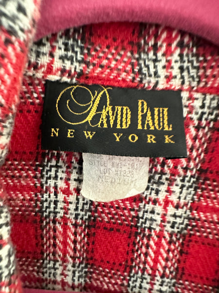 Vintage David Paul Red Plaid Jacket-missing button