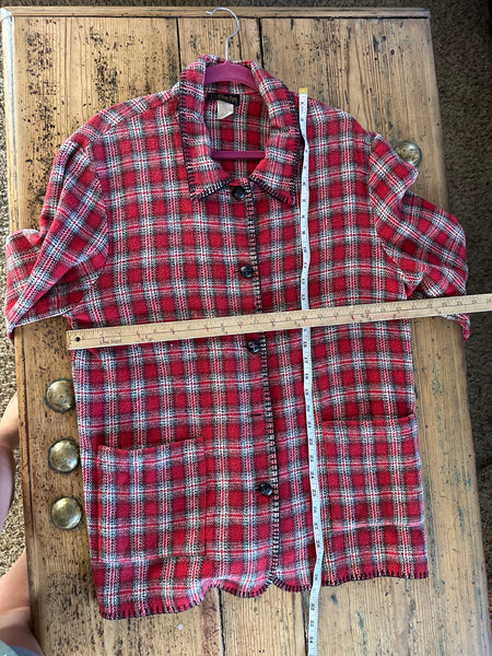 Vintage David Paul Red Plaid Jacket-missing button