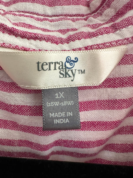 Terra & Sky Pink Striped Blouse