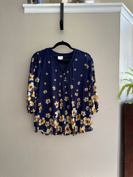 Siren Lily Blue Floral Blouse