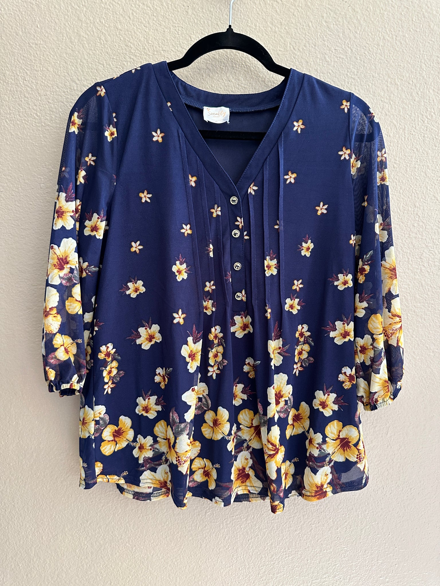 Siren Lily Blue Floral Blouse