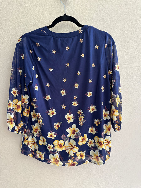 Siren Lily Blue Floral Blouse