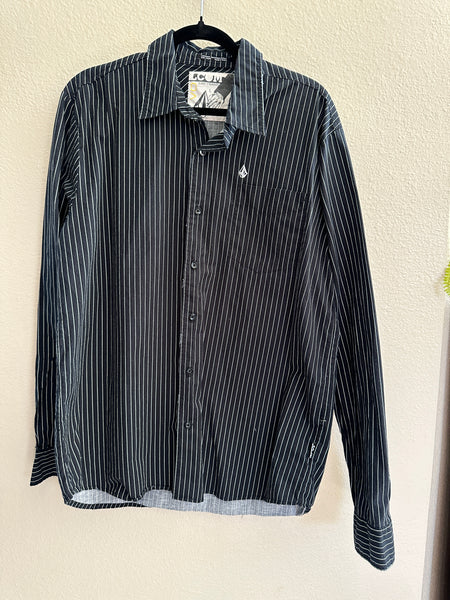 Volcom Black Striped Dress Shirt