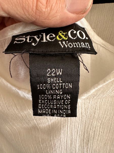 Style & Co White Blouse-small stain