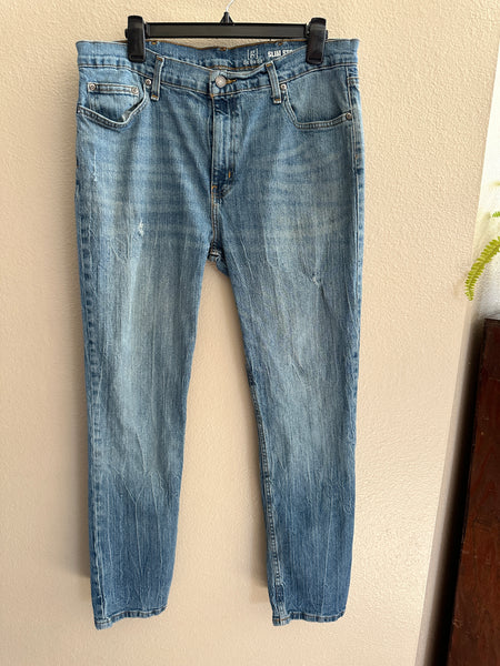 George Slim Straight Jeans-Small holes