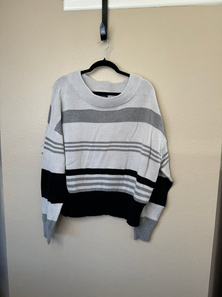 Lucky Brand Gray Striped Sweater